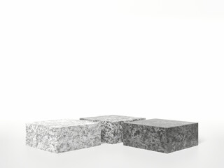 3D rock podium on white background. Stone mockup.