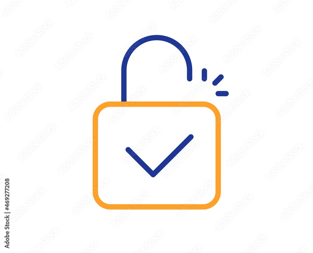 Poster lock line icon. padlock approved sign. security access symbol. colorful thin line outline concept. l