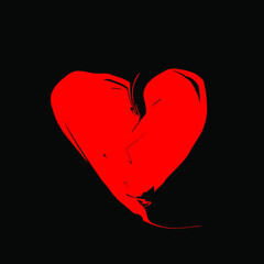 Vector illustration of abstract red heart on black background.
