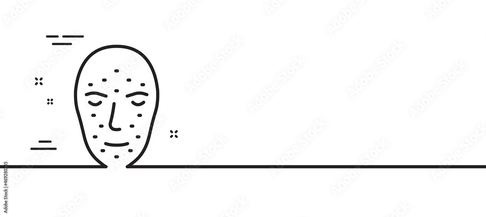 Poster face biometrics line icon. facial recognition sign. head scanning symbol. minimal line illustration 