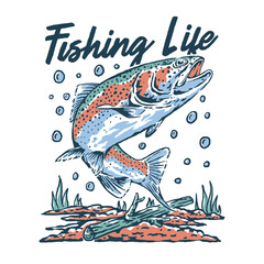 Fishing life illustration