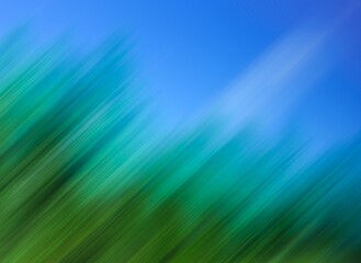 abstract green diagonal lines blurry gradient blue background with copy space