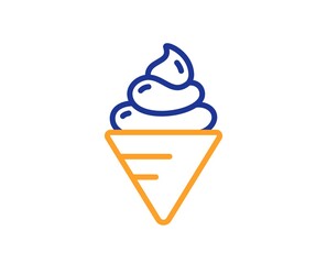 Ice cream line icon. Dessert food sign. Frozen gelato symbol. Colorful thin line outline concept. Linear style ice cream icon. Editable stroke. Vector