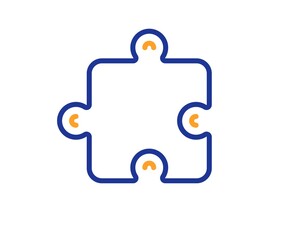 Obraz premium Puzzle piece line icon. Jigsaw game shape sign. Business strategy element. Colorful thin line outline concept. Linear style puzzle icon. Editable stroke. Vector