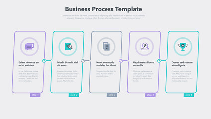 Fototapeta na wymiar Simple business process template with five steps. Easy to use for your website or presentation.