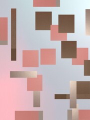 3d abstract geometric powder coral pink and chocolate brown chaotic squares pattern luxury decorative wallpaper template background 