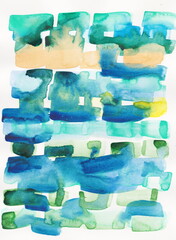 Watercolour Abstract  Background yellow blue 