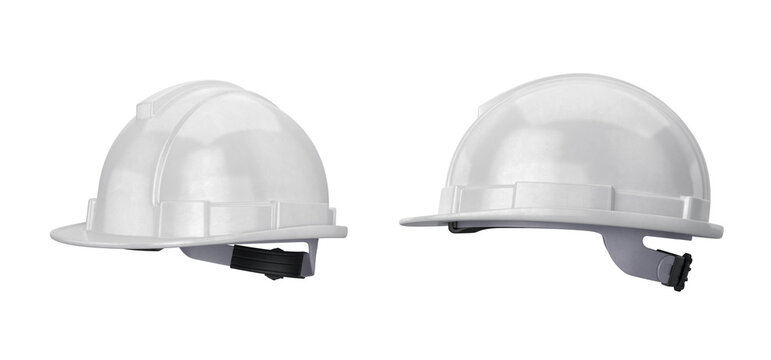 Hard hat white set from different sides on a white background, 3d render