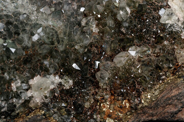 Macro stone mineral smoky quartz on a black background