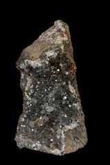 Macro stone mineral smoky quartz on a black background