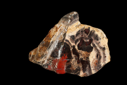 macro stone mineral jasper on black background