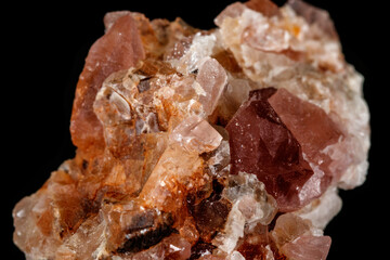 Macro mineral stone Pink Amethyst on a black background