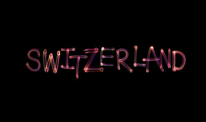 Words Switzerland using light painting technique