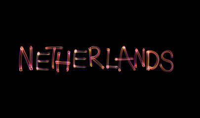 Words Netherland using light painting technique