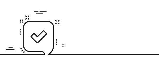 Approve line icon. Accepted or confirmed sign. Speech bubble symbol. Minimal line illustration background. Confirmed line icon pattern banner. White web template concept. Vector