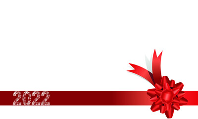 Christmas greeting card red gift ribbon on white background. editable vector.
