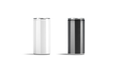Blank black and white aluminum narrow 280 ml soda can mockup
