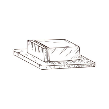 recommend clip art: Sliced Butter with Knife Engraved Illustration. Hand drawn block of margarine for logo, recipe, print, sticker, bakery menu design and decoration