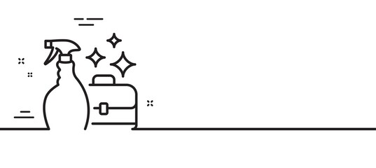 Cleaning spray line icon. Washing liquid or Cleanser symbol. Housekeeping service sign. Minimal line illustration background. Cleanser spray line icon pattern banner. Vector