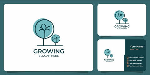 growing logo set with line and business card style