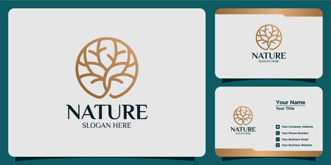 nature logo set with line and business card style