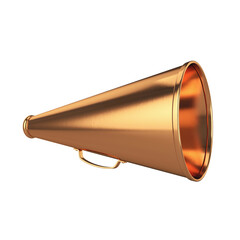 Old copper megaphone on a white background, 3d render