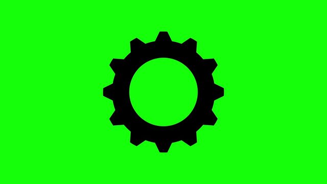 Motion graphic animation of rotation cog gear wheel on a green chroma key background. Engineering mechanism work icon