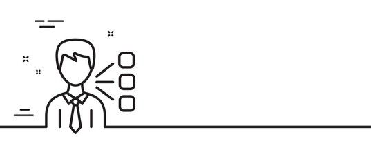 Third party line icon. Team leader sign. Business conversation symbol. Minimal line illustration background. Third party line icon pattern banner. White web template concept. Vector