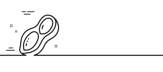 Peanut line icon. Tasty nut sign. Vegan food symbol. Minimal line illustration background. Peanut line icon pattern banner. White web template concept. Vector