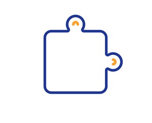 Obraz premium Puzzle piece line icon. Jigsaw game shape sign. Business strategy element. Colorful thin line outline concept. Linear style puzzle icon. Editable stroke. Vector