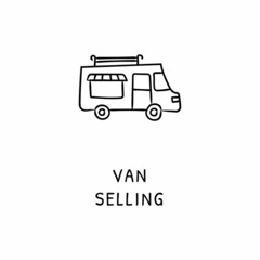 VAN SELLING icon in vector. Logotype - Doodle