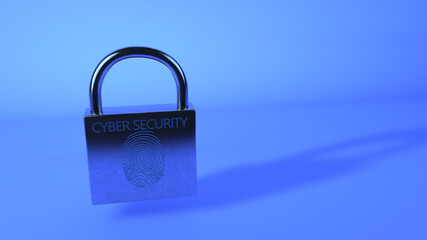 Cybersecurity concept. Cybersecurity and information or network protection.3d illustration Safety concept: Closed Padlock on digital background Future technology web services 3d render