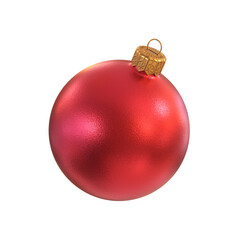 Christmas ball matte red on white background, 3d render