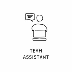 TEAM ASSISTANT icon in vector. Logotype - Doodle