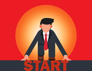 Businessmen start competing for career success. Business of start up entrepreneurship