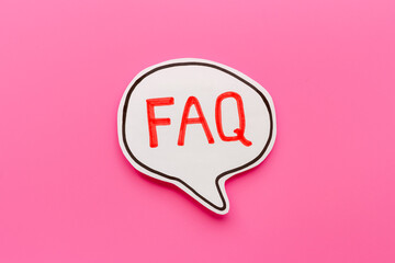 Concept of faq word on paper bubble. Frequently asked questions concept