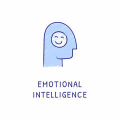 EMOTIONAL INTELLIGENCE icon in vector. Logotype - Doodle