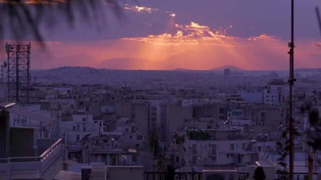 The city skyline of Athens, Greece.