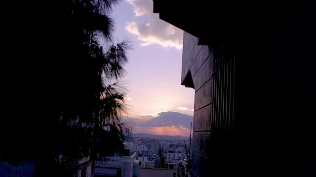 Athens, Greece, through the buildings.