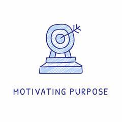 MOTIVATING PURPOSE icon in vector. Logotype - Doodle