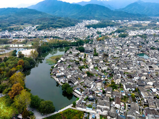 Aerial panoramic view of Anhui Hongcun