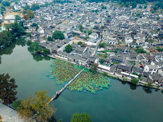 Aerial panoramic view of Anhui Hongcun