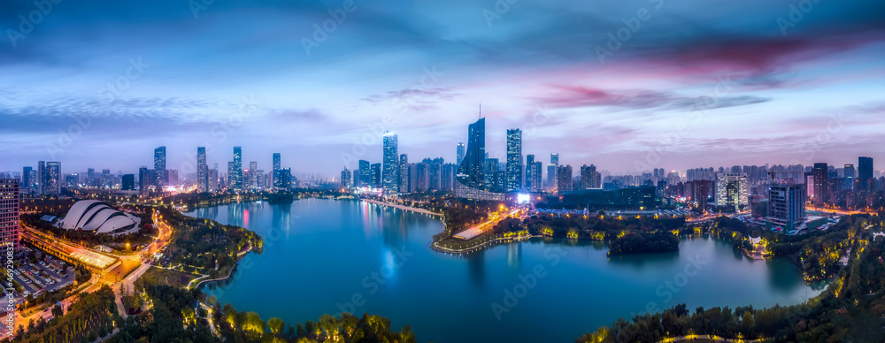 Wall mural Aerial photography of Hefei city scenery at night