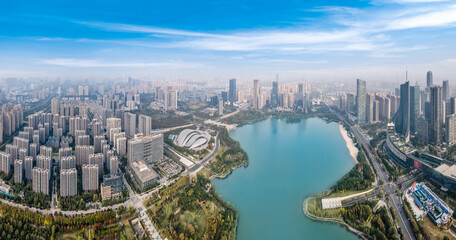 Obraz premium Aerial photography of Hefei city architecture landscape skyline