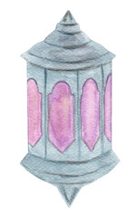 Lantern. Watercolor Ramadan clipart. - 469290837