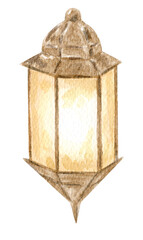 Lantern. Watercolor Ramadan clipart.