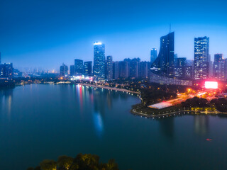 Fototapeta premium Aerial photography of Hefei city scenery at night
