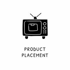 PRODUCT PLACEMENT icon in vector. Logotype - Doodle
