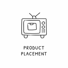 PRODUCT PLACEMENT icon in vector. Logotype - Doodle