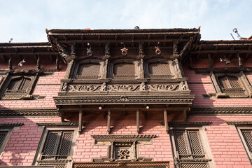 Kathmandu,Nepal,04,20,2019.Bhaktapur Durbar Square is royal palace of the old Bhaktapur Kingdom.It is one of three Durbar Squares in the Kathmandu Valley in Nepal,all are UNESCO World Heritage Sites.